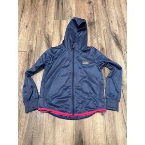 Eddie Bauer Kids Girls L (14) Blue Hoodie Jacket Pink Trim